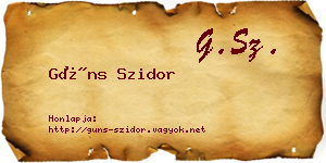 Güns Szidor névjegykártya